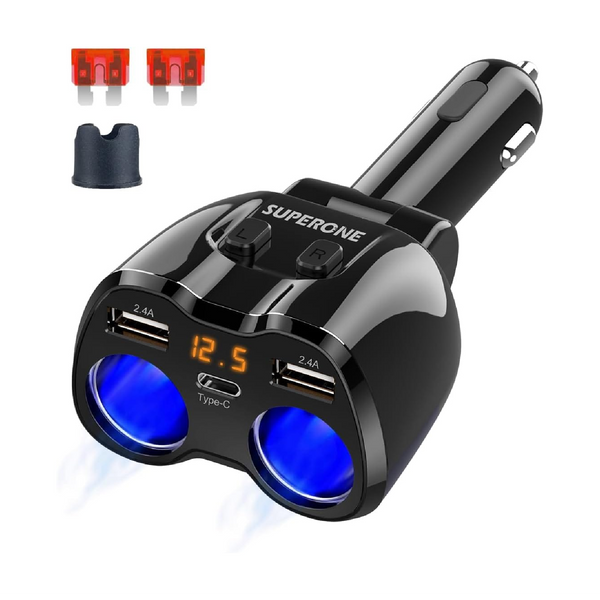 80W Cigarette Lighter Splitter — Phone Charger Apdater